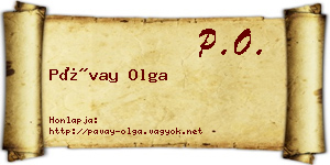 Pávay Olga névjegykártya